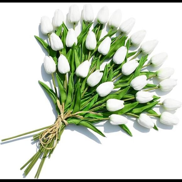 Artificial Tulip Flowers with Soft Latex Materials (White-30) - Picture 4 of 6